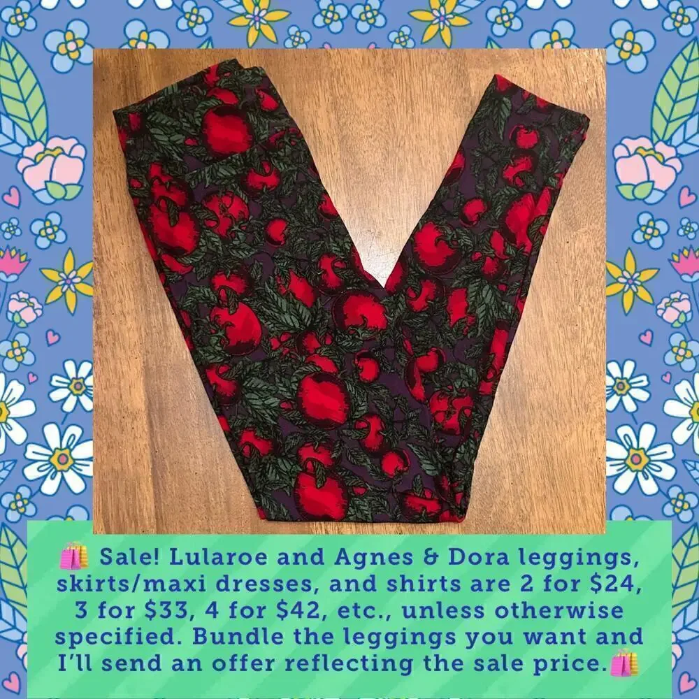 NWOT Lularoe One Size Tomato Vine Pattern Leggings